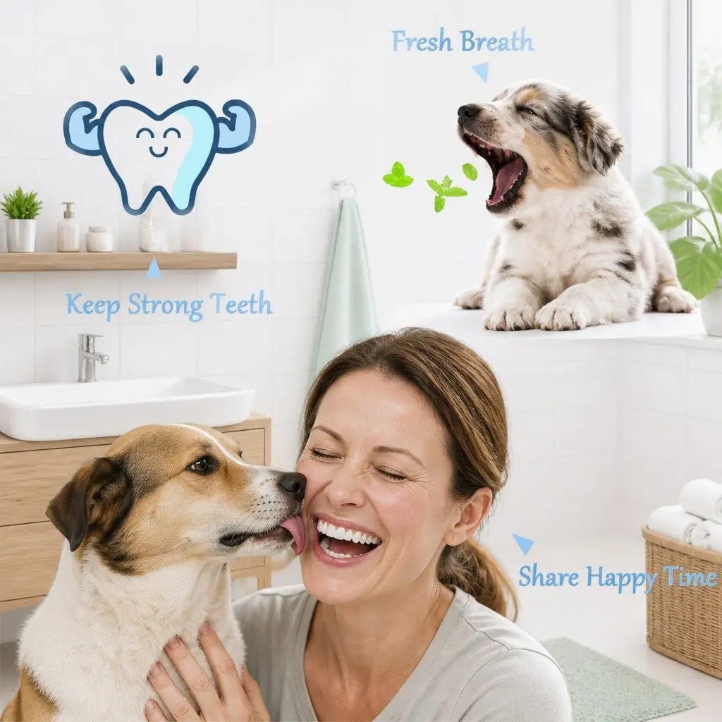Pet Oral Care Three-Head Multi-Angle Dog Cat Toothbrush Cleaning Tool White