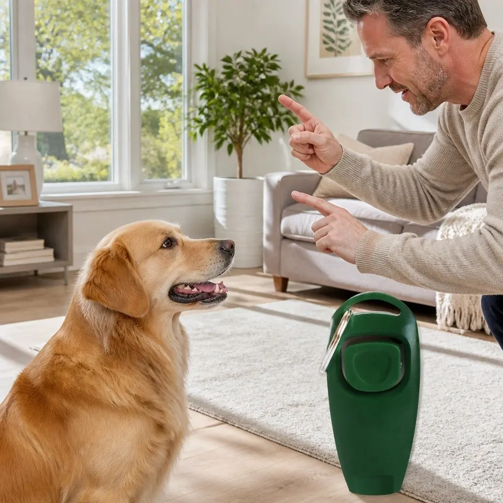Green Dog Training Whistle and Clicker Set