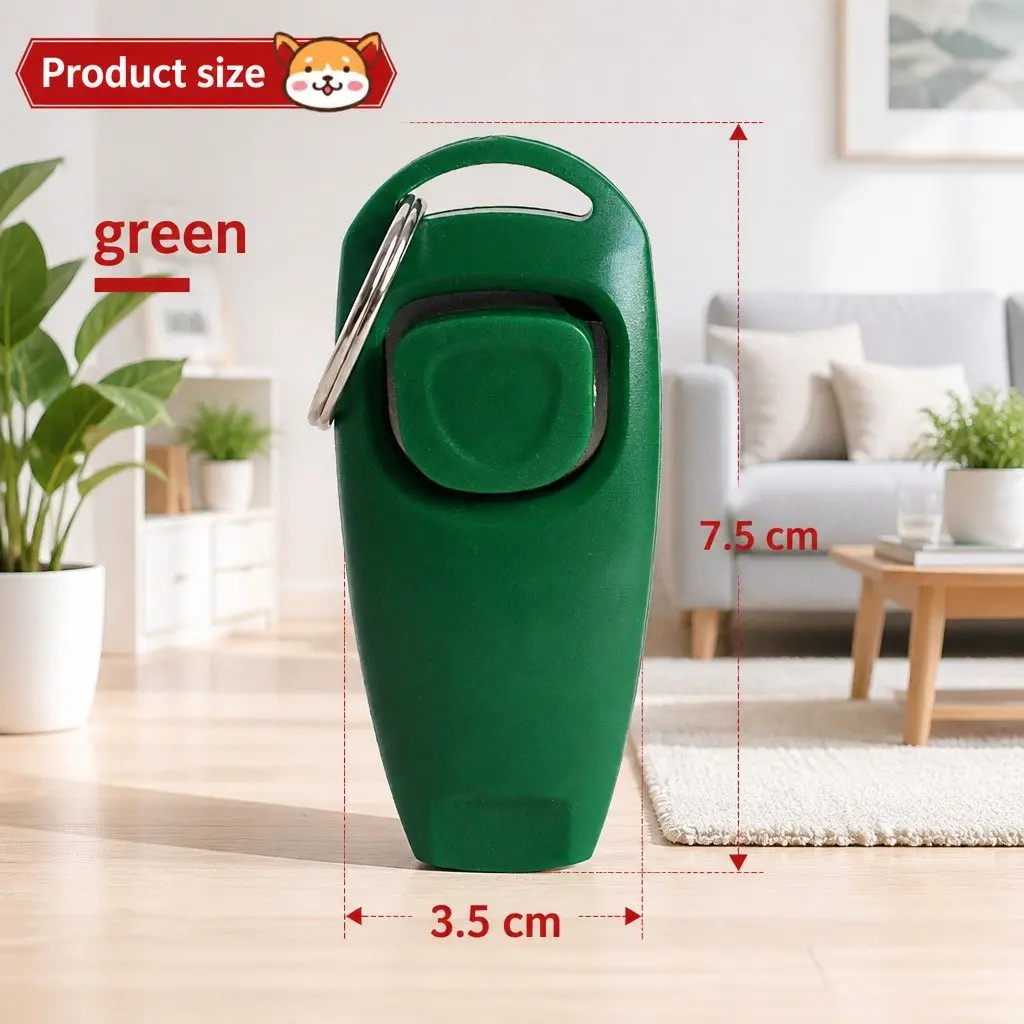 Dog Training Whistle Clicker Two-in-One Green 7.5cm x 3.5cm x 2cm