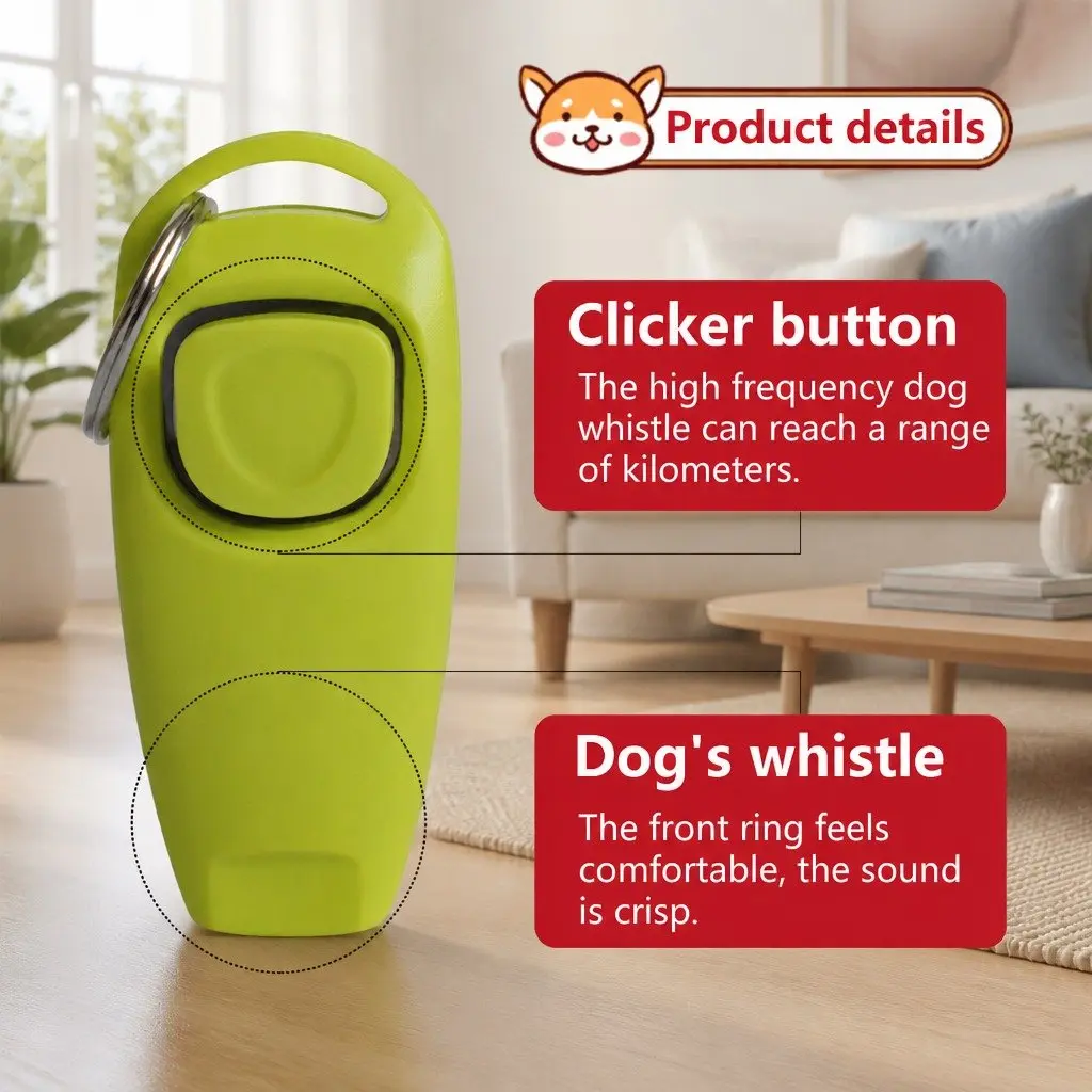 Dog Training Whistle Clicker Combo Two-in-One 7.5cm