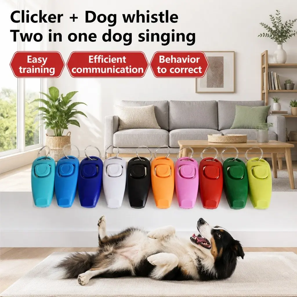 Dog Whistle Clicker 2 in 1 Training Tool Red 7.5cm x 3.5cm x 2cm