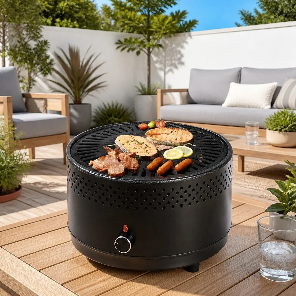 Outdoor Charcoal BBQ Grill Stove Oven Adjustable Heat Control Large Capacity