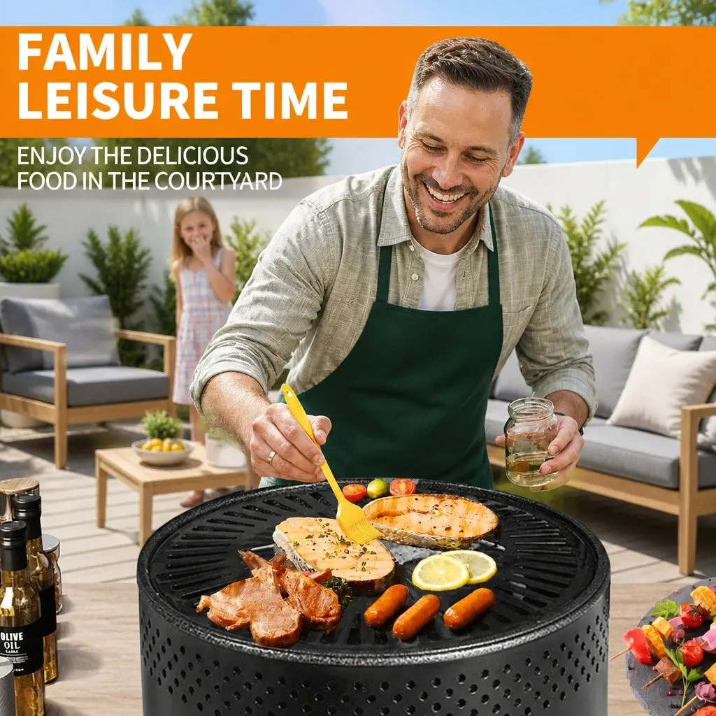 Outdoor Charcoal BBQ Grill Stove Oven Adjustable Heat Control Large Capacity