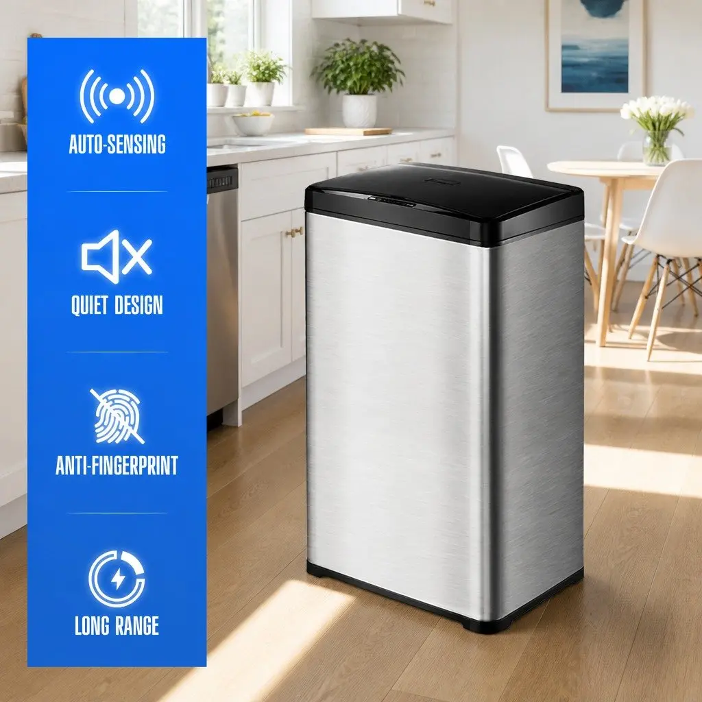 42L Automatic Motion Sensor Waste Bin Stainless Steel Kitchen Trash Can