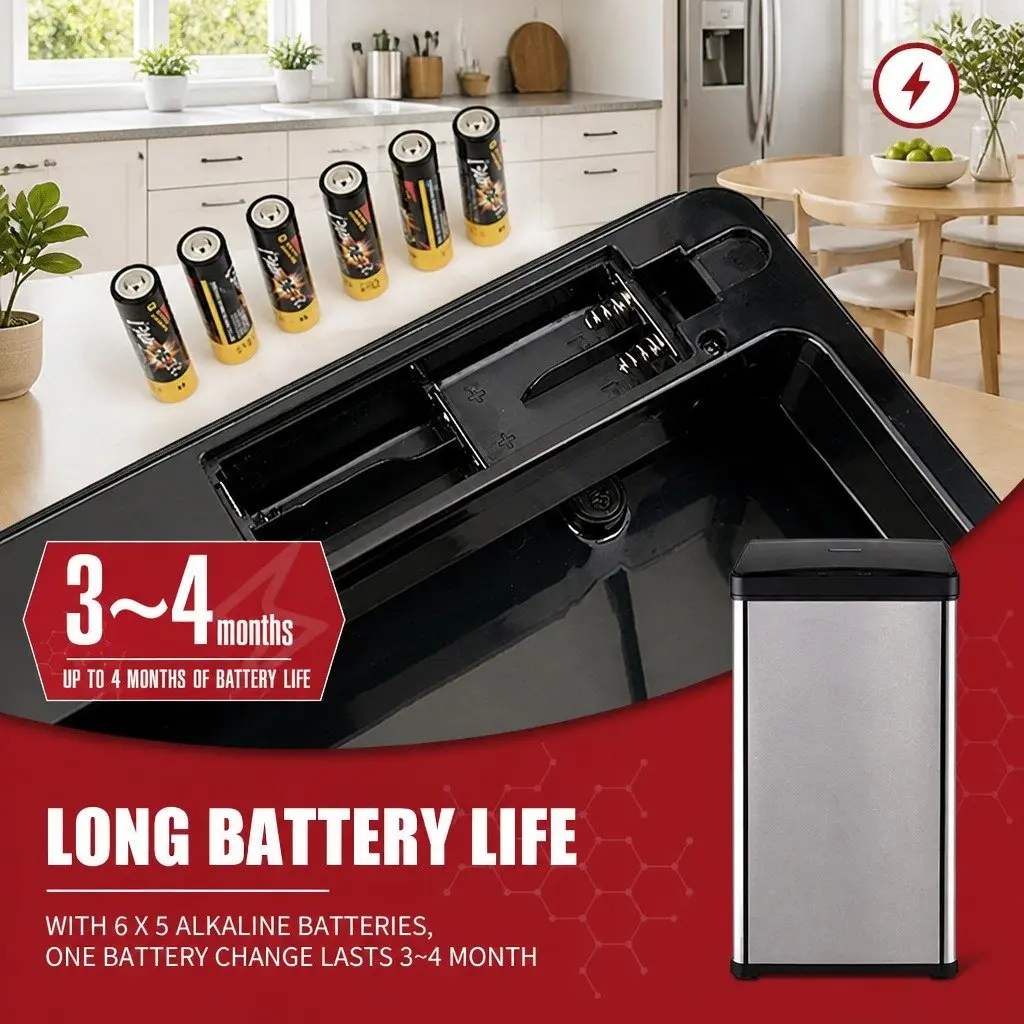 42L Automatic Motion Sensor Waste Bin Stainless Steel Kitchen Trash Can