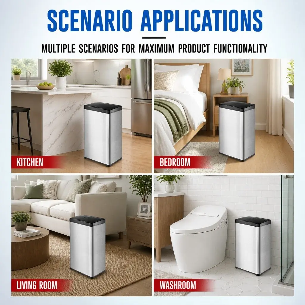 42L Automatic Motion Sensor Waste Bin Stainless Steel Kitchen Trash Can