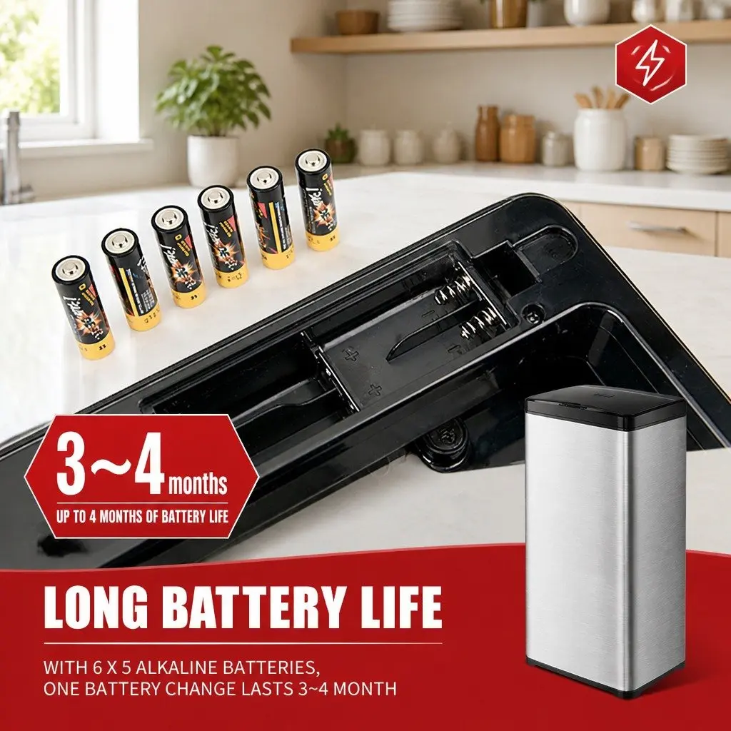 Automatic Motion Sensor Waste Bin Stainless Steel 50L
