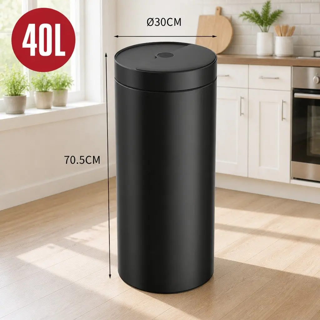 40L Automatic Sensor Trash Can Touch Free Kitchen Garbage Bin Circular Design