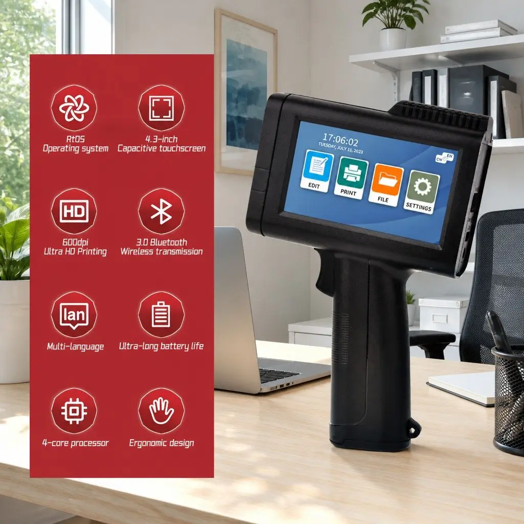 Portable Handheld Smart Date Coder Inkjet Printer Machine Large Font Coding