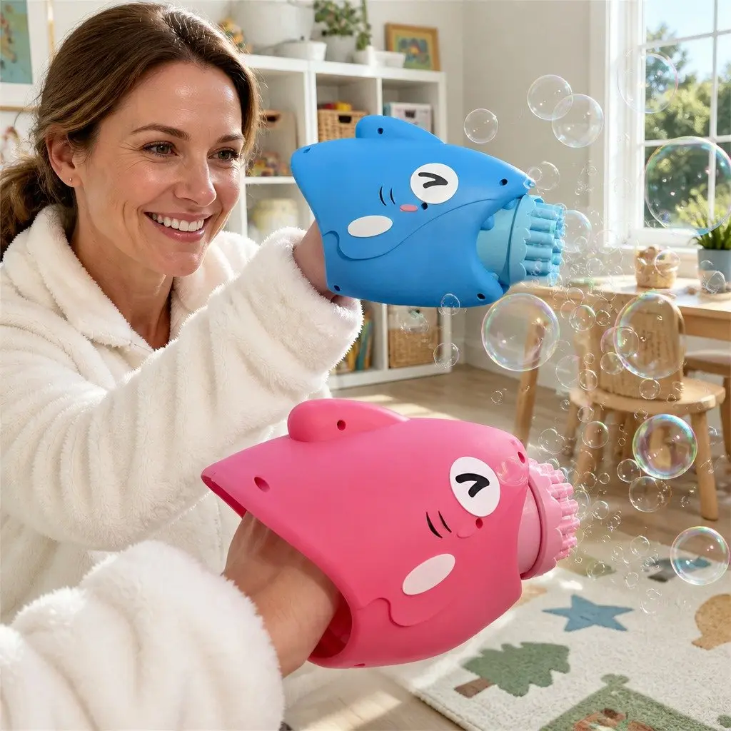 Bubble Gun Shark Automatic Hand-Held Toy Machine Outdoor Bubble Maker 15 Holes