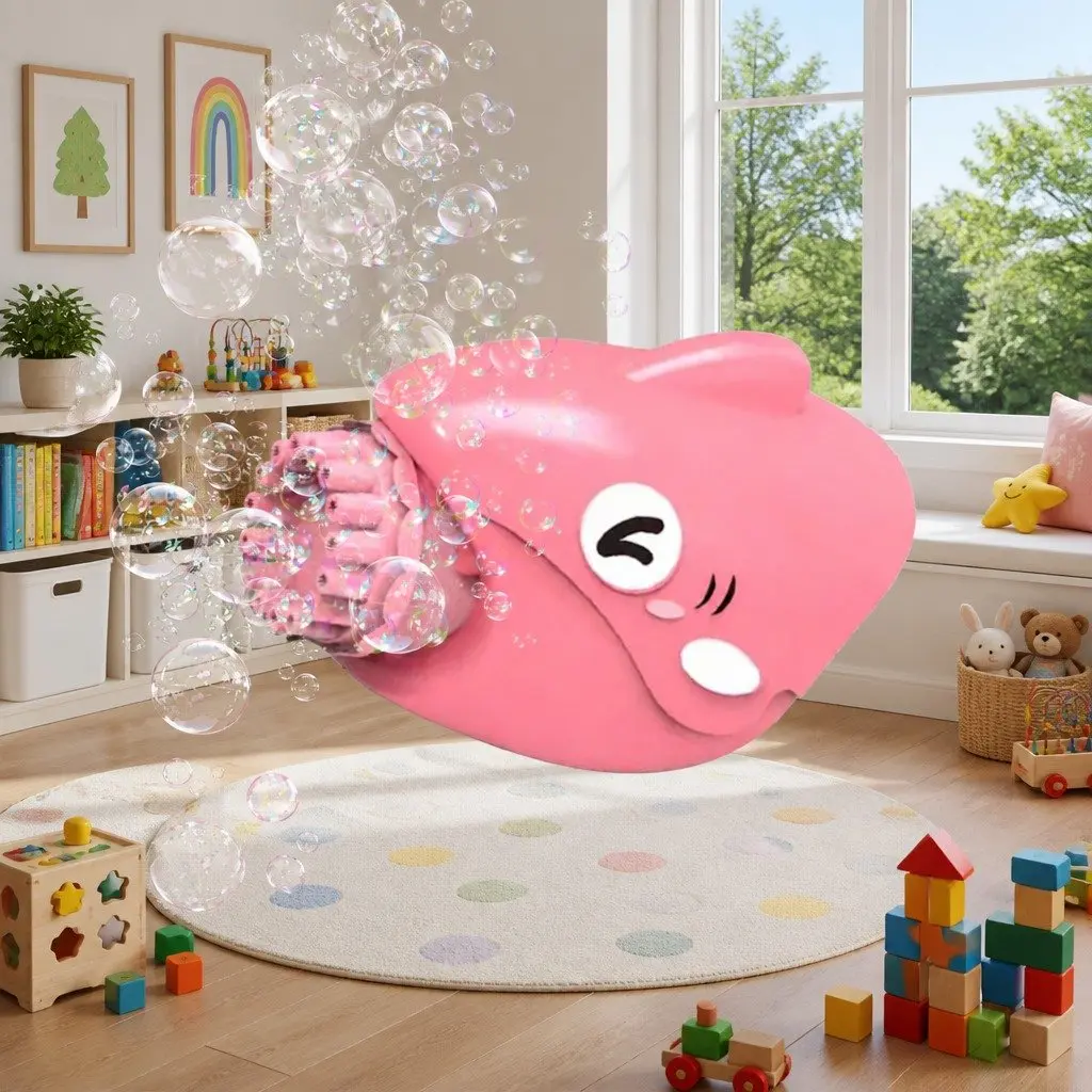 Bubble Gun Shark Machine 15-Hole Automatic Hand-Held Outdoor Toy for Kids