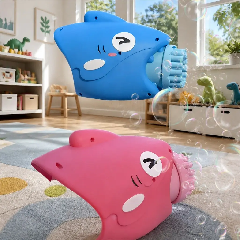 Bubble Gun Shark Machine 15-Hole Automatic Hand-Held Outdoor Toy for Kids
