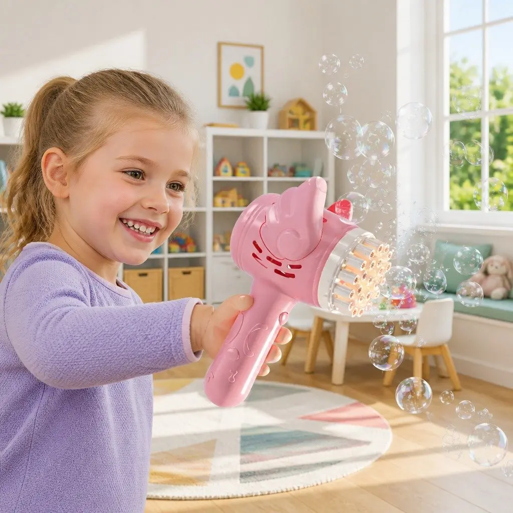Electric Bubble Machine 23 Hole Toy Gun Gatling Bubble Maker for Kids Playing