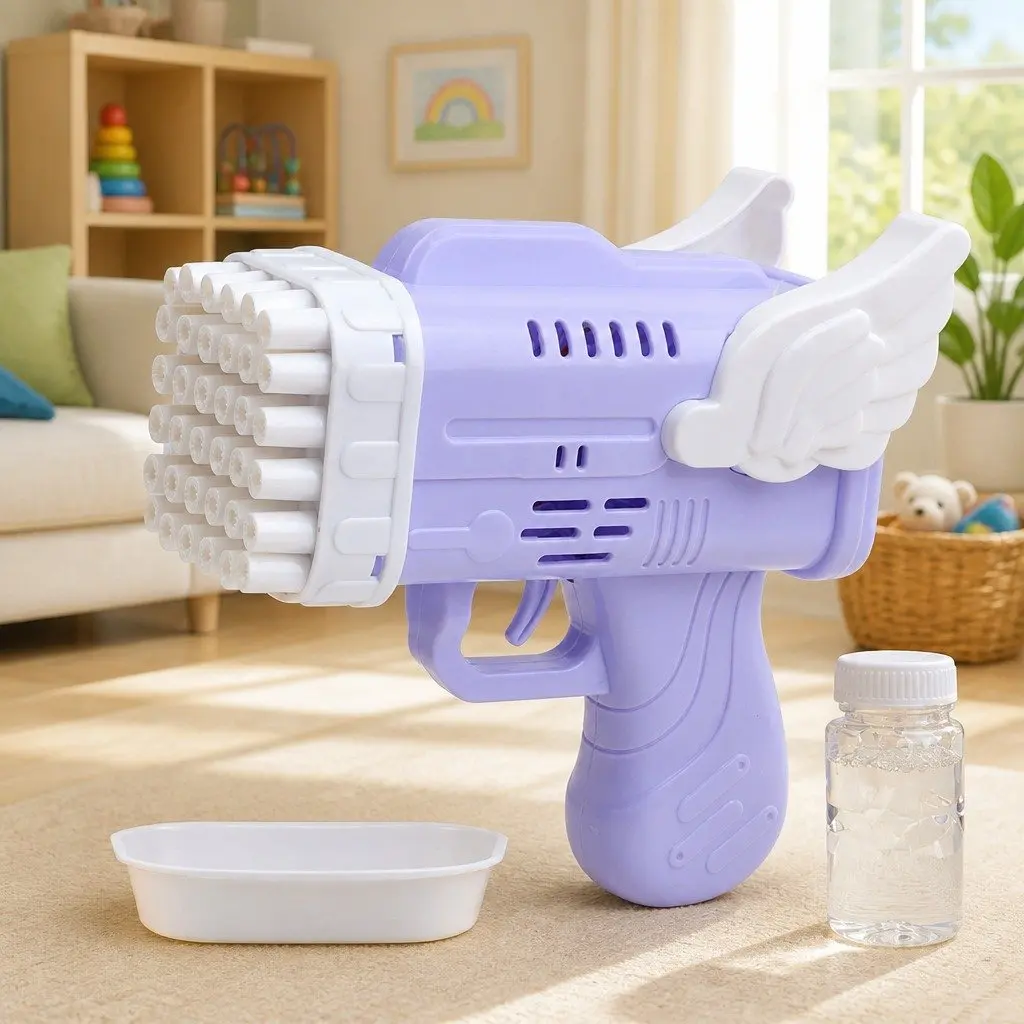 42 Hole Angel Wing Bubble Blowing Gun Automatic Launcher Toy Purple