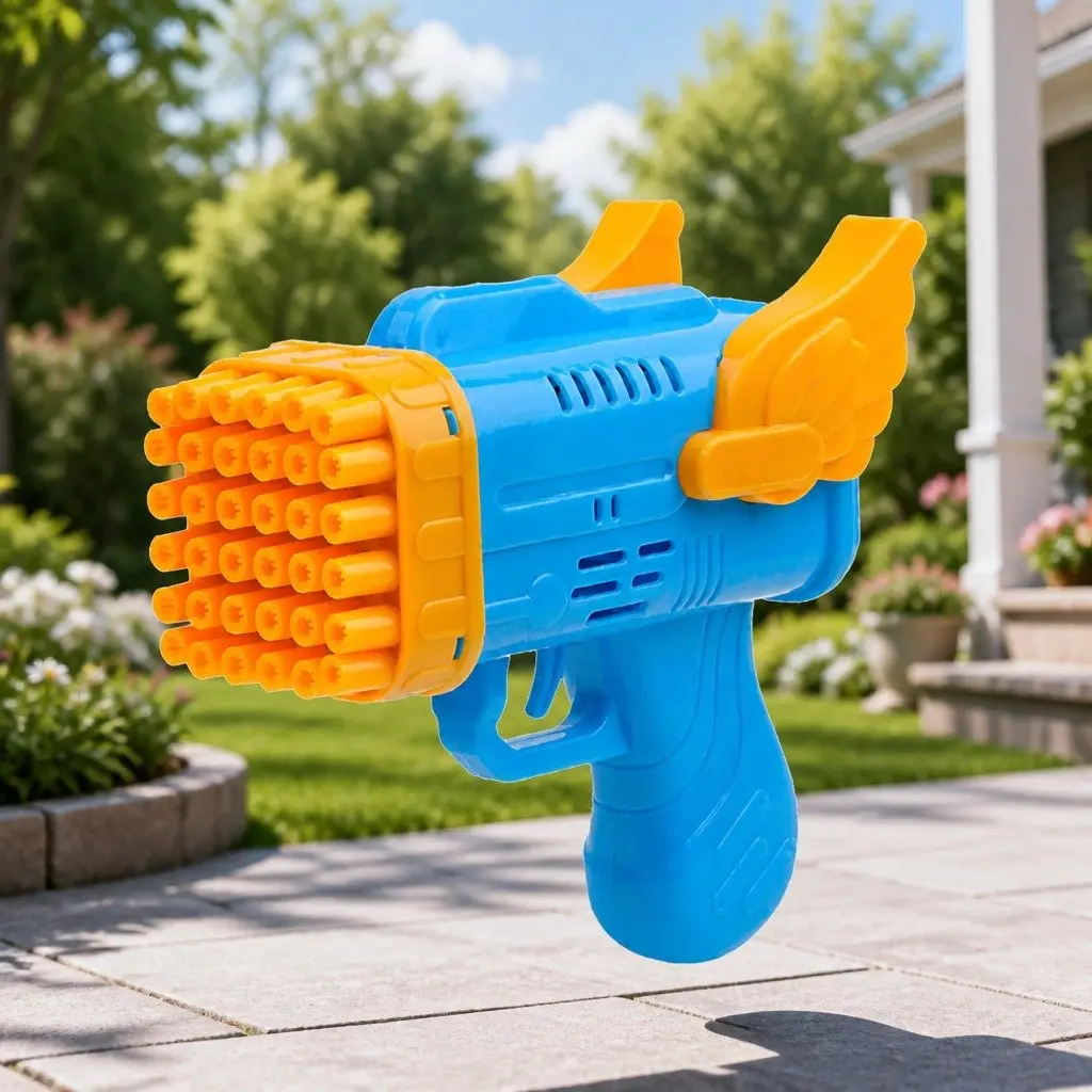 Automatic Bubble Blowing Gun 42 Hole Angel Wing Launcher Toy for Kids Outdoor