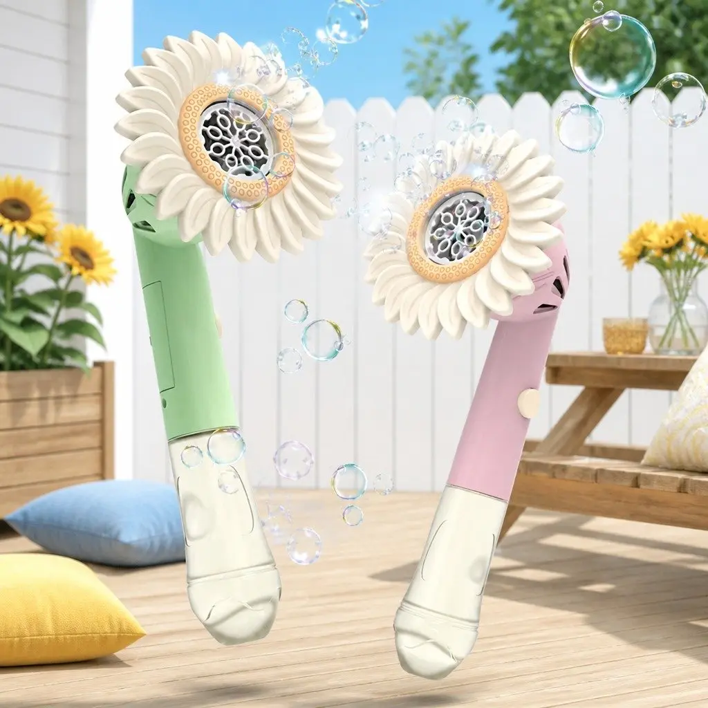 Handheld Bubble Machine Sunflower Summer Kids Water Toys Green Outdoor Fun