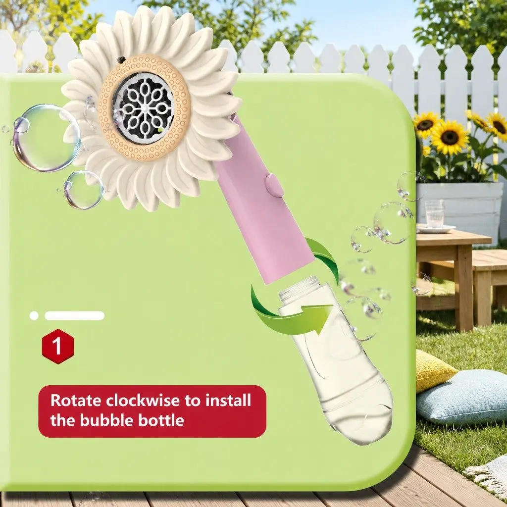 Handheld Bubble Machine Sunflower Summer Kids Water Toys Green Outdoor Fun