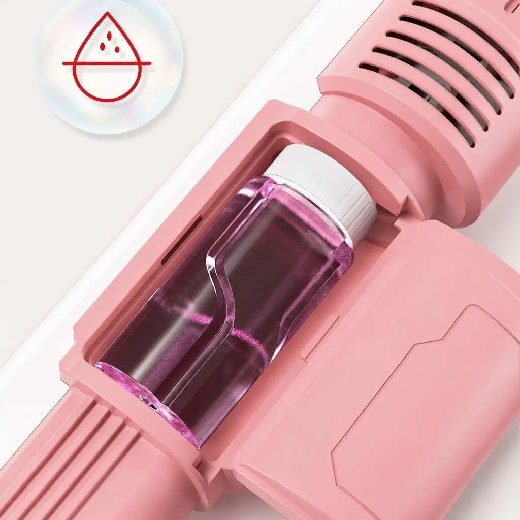 Bubble Toy Automatic Hand-Held Electric Spray Gun 10-Hole Pink 44.5cm X 7cm X 15.5cm