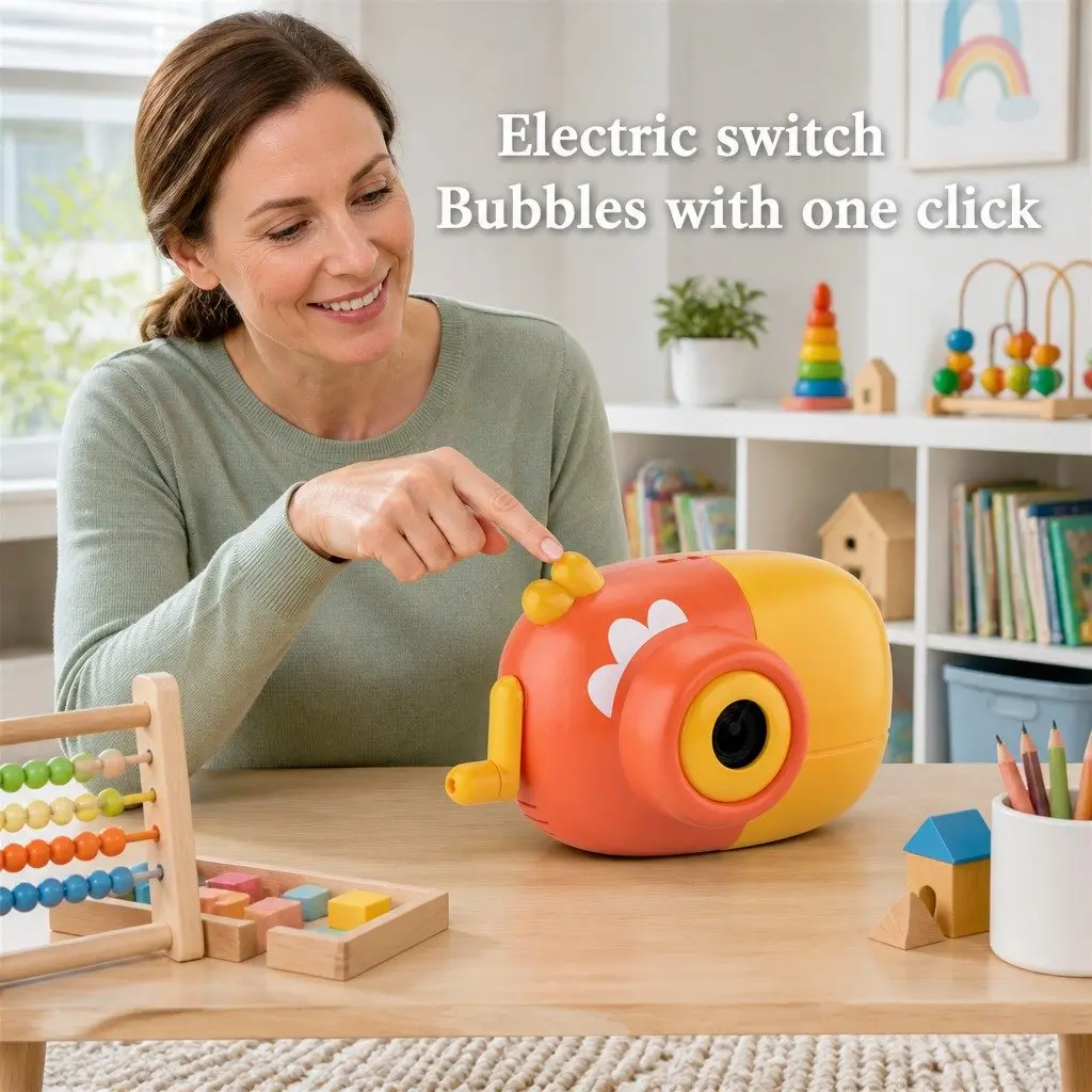 Electric Bubble Machine Rechargeable Hand-held Automatic Soap Water Toy for Kids
