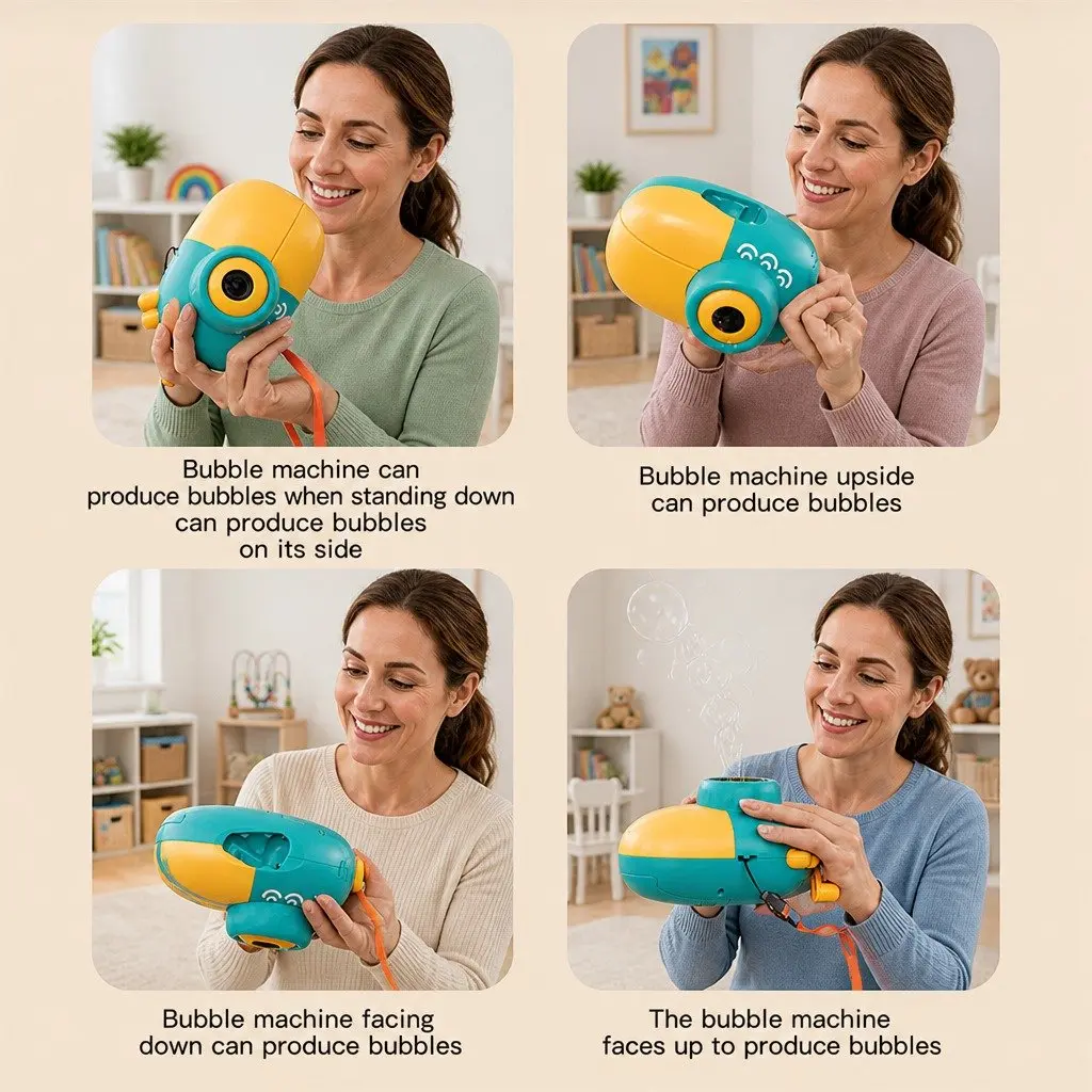 Electric Bubble Machine Rechargeable Hand-held Automatic Soap Water Toy for Kids