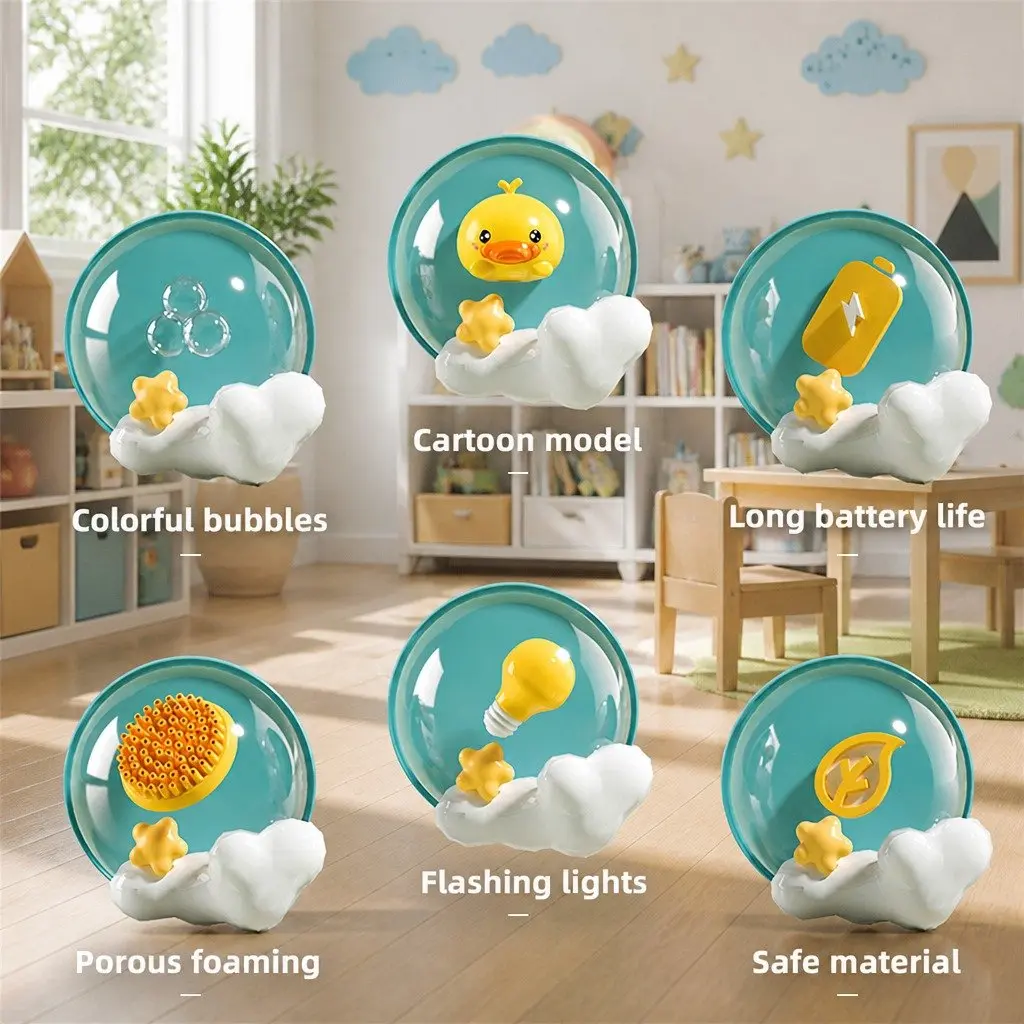 Automatic Bubble Gun Toy 69-Hole Outdoor Soap Cartoon Machine Kids Play