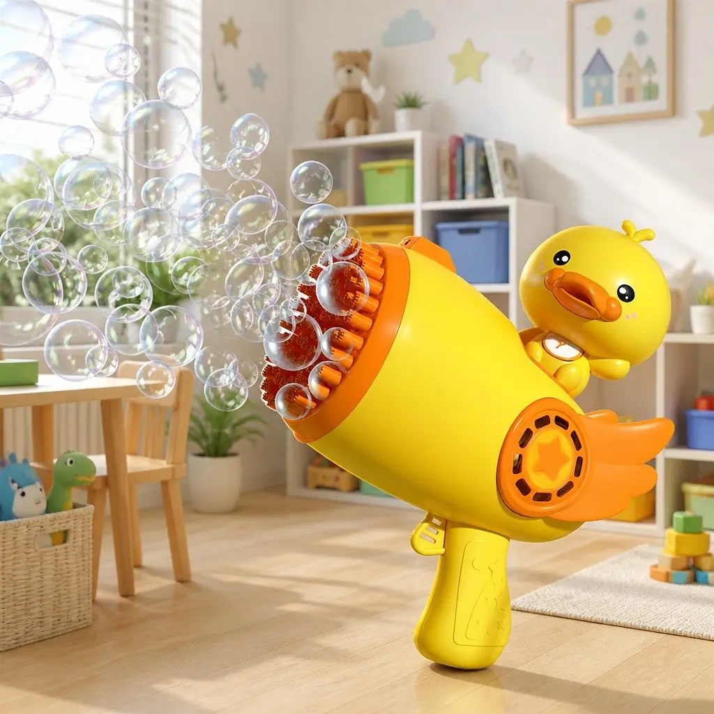 Automatic Bubble Gun Toy 69-Hole Outdoor Soap Cartoon Machine Kids Play