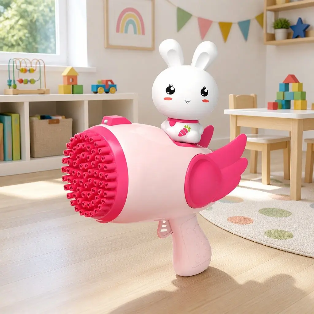 Automatic Bubble Gun Toy Outdoor Soap Machine Cartoon Design 69-Hole