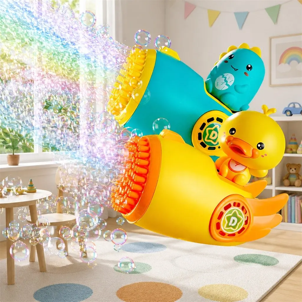 Automatic Bubble Gun Toy Outdoor Soap Machine Cartoon Design 69-Hole