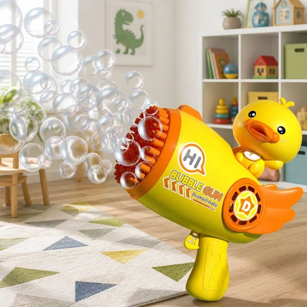 Automatic Bubble Gun Toy Outdoor Soap Machine Cartoon Design 69-Hole