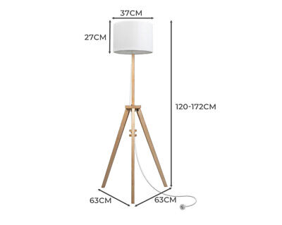 Emitto LED Tripod Floor Lamp Modern Wooden Room Reading Light Adjustable Night