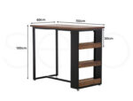 Levede High Bar Table Industrial Rustic Pub Table Storage Shelf Solid Wood